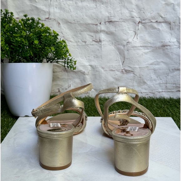 Badgley Mischka🍁Ivanna Crystal embellished block heel ankle strap sandals 7.5 - Picture 10 of 11